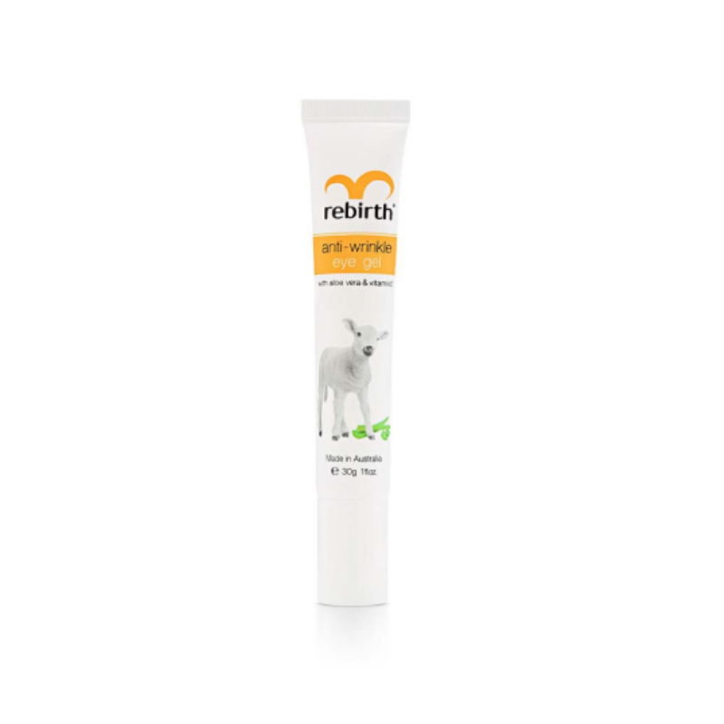 Rebirth Anti-Wrinkle Eye Gel 30g lightweight eye gel to help reduce fine lines, wrinkles, puffiness and dark circles for smoother, refreshed under-eye skin.