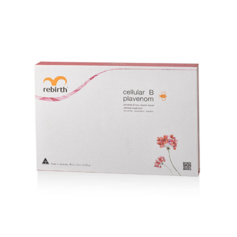 Rebirth Cellular B Plavenom Gift Set 6x10ml skincare ampoules for skin renewal, hydration and anti-aging support to improve firmness and skin texture.