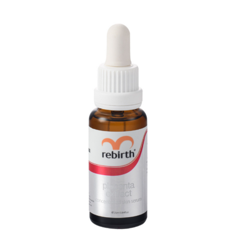 Rebirth Placenta Extract Serum 25ml concentrated skincare serum with placenta extract to help improve skin elasticity, hydration and reduce signs of aging for smoother, brighter skin.