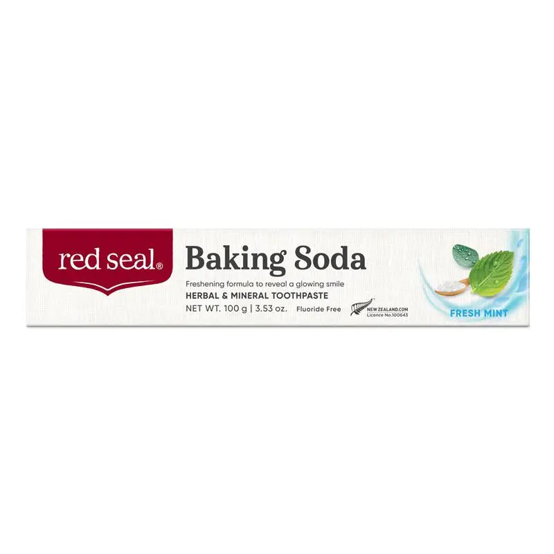 Red Seal Baking Soda Toothpaste 100g natural toothpaste formulated with baking soda to help whiten teeth, remove stains and freshen breath for daily oral care.