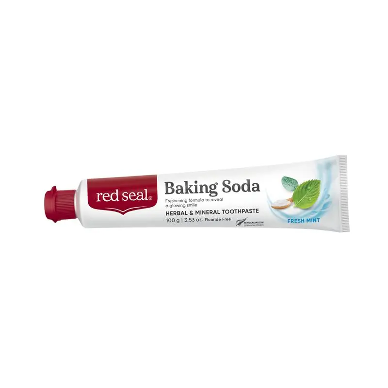 Red Seal Baking Soda Toothpaste 100g natural toothpaste formulated with baking soda to help whiten teeth, remove stains and freshen breath for daily oral care.
