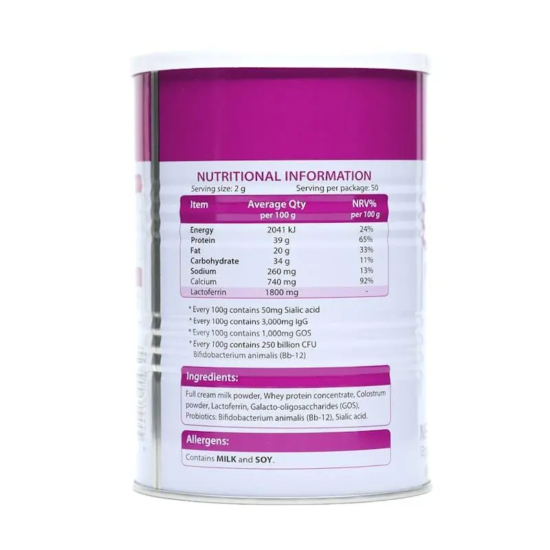 Royal Ausnz Lactoferrin Formula Milk Powder 400g nutritional milk powder enriched with lactoferrin to support immune health, vitality and overall wellness.