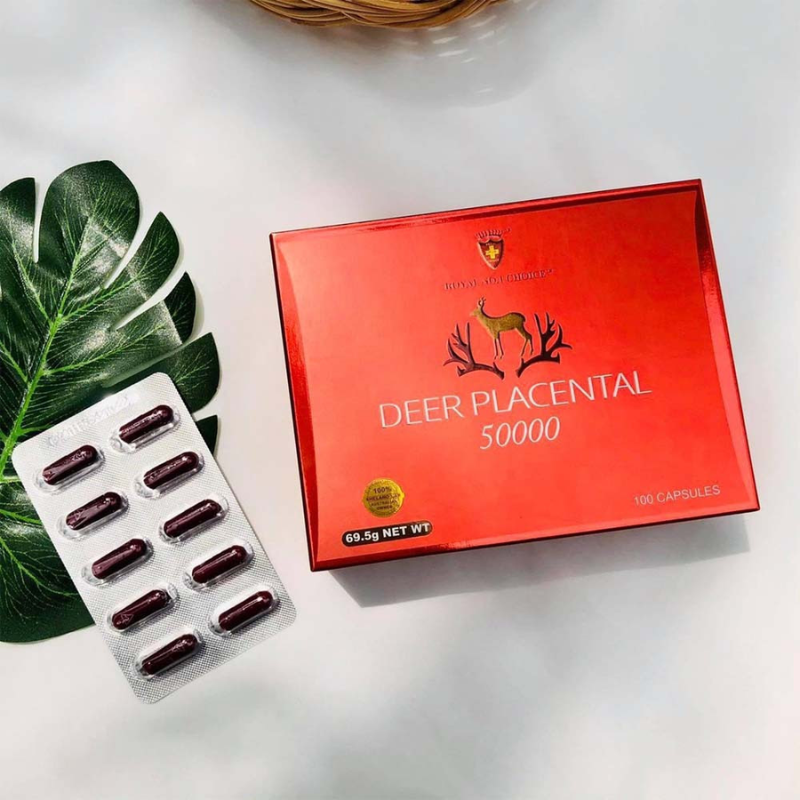 Royal Choice Deer Placental 50000 100 Capsules Australian deer placenta supplement supporting skin vitality, healthy ageing, and overall wellbeing.
