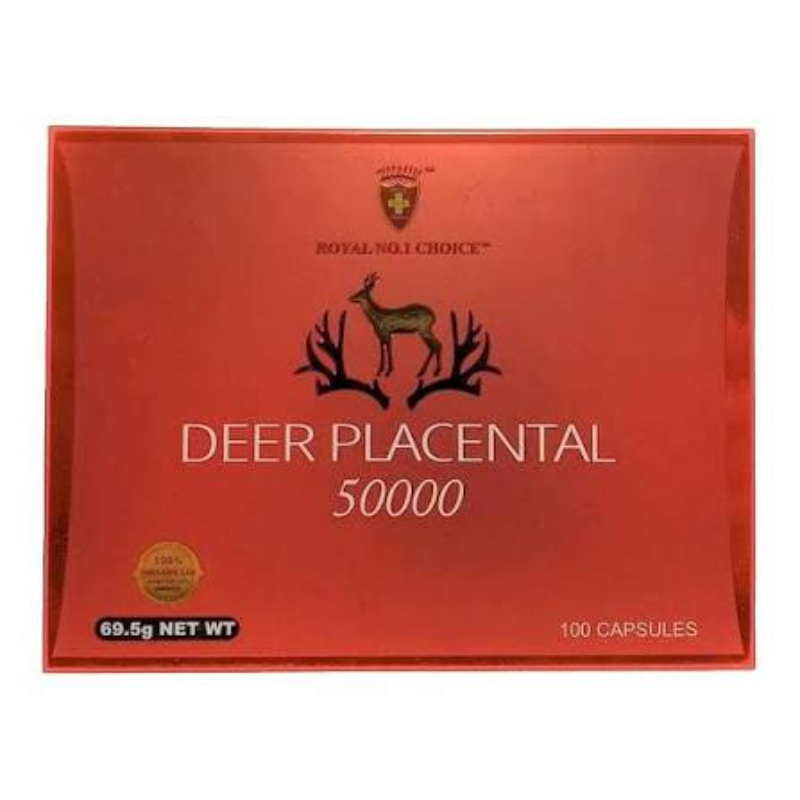 Royal Choice Deer Placental 50000 100 Capsules Australian deer placenta supplement supporting skin vitality, healthy ageing, and overall wellbeing.