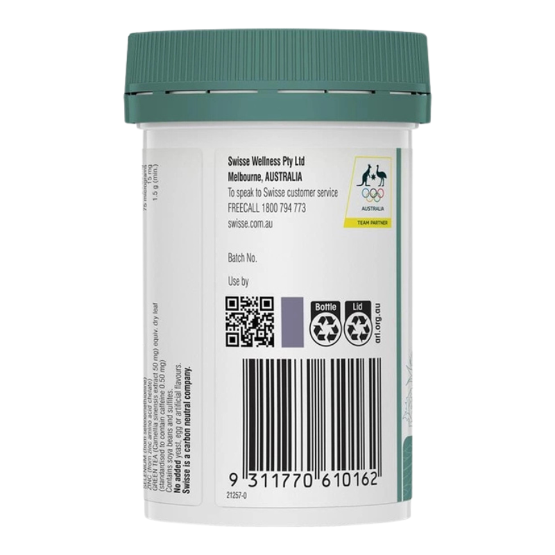 Swisse Beauty Acne Support 60 Tablets Australian skin health supplement with Silymarin, Zinc, Vitamin C and Green Tea Extract.