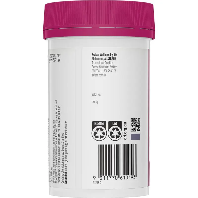 Swisse Beauty Bright Skin Booster 120 Capsules bottle packaging, skin radiance and collagen support beauty supplement, Australian Swisse skincare capsules container