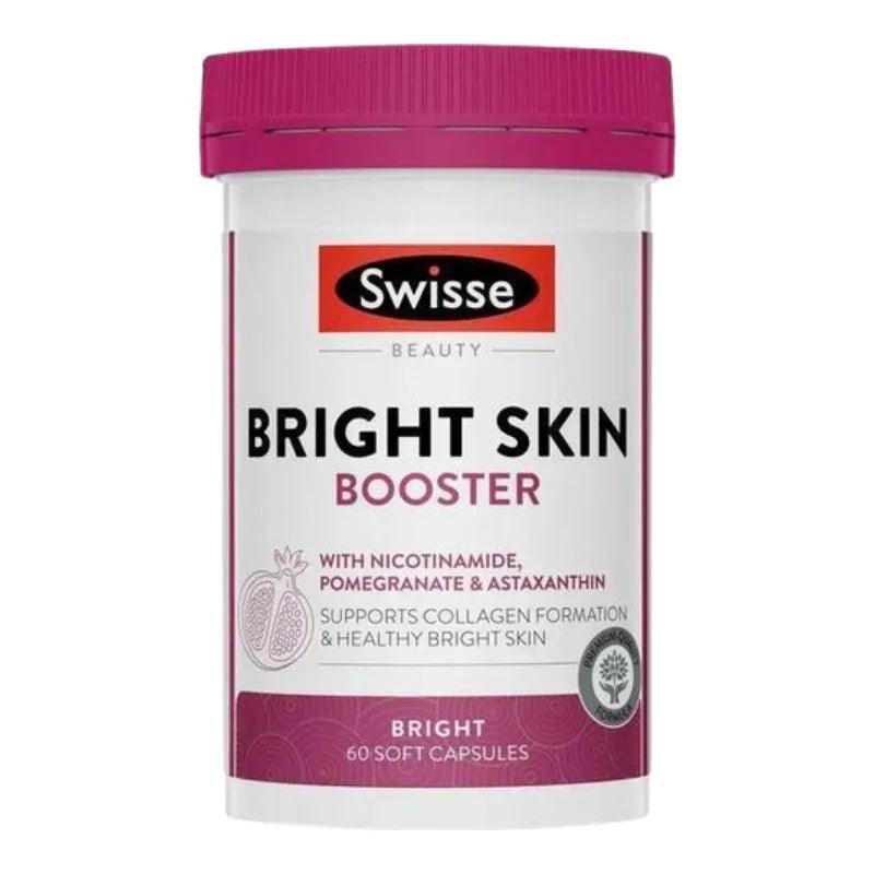 Swisse Beauty Bright Skin Booster 60 Capsules Australian beauty supplement with Vitamin C, Glutathione, Astaxanthin and Pomegranate for healthy bright skin.