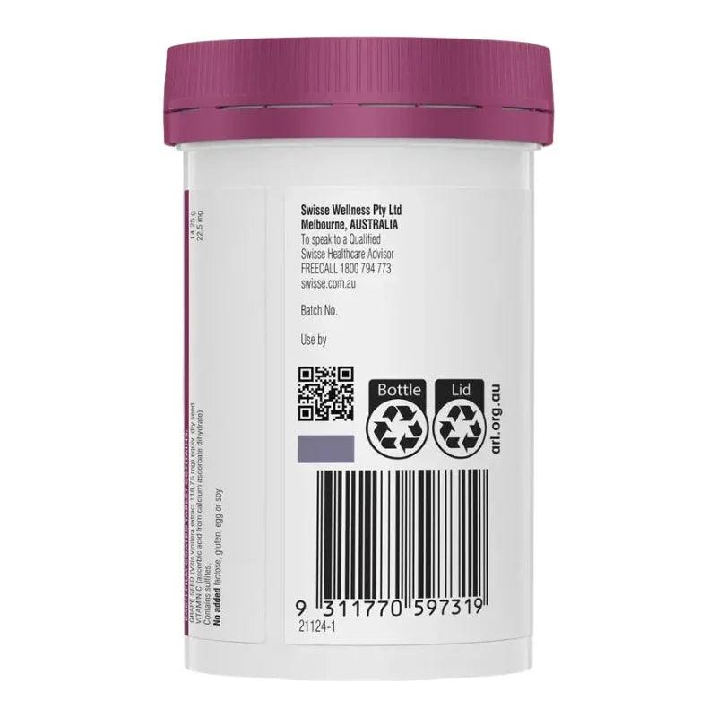 Swisse Beauty Grape Seed 14250mg 180 Tablets Australian grape seed extract supplement with vitamin C for antioxidant and collagen support.