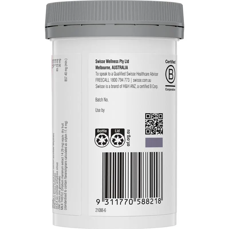 Swisse Beauty Hair Skin Nails 100 Tablets bottle on white background, Australian beauty supplement supporting hair, skin and nail health with biotin and vitamins.