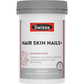 Swisse Beauty Hair Skin Nails 100 Tablets bottle on white background, Australian beauty supplement supporting hair, skin and nail health with biotin and vitamins.