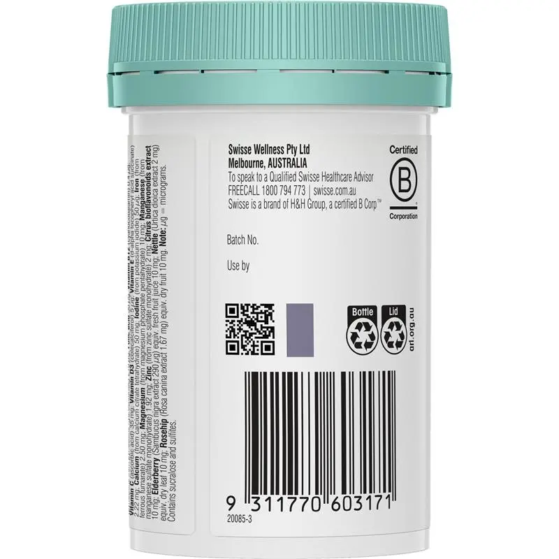 Swisse Kids Multi 60 Chewable Tablets children's multivitamin supplement with essential vitamins and minerals