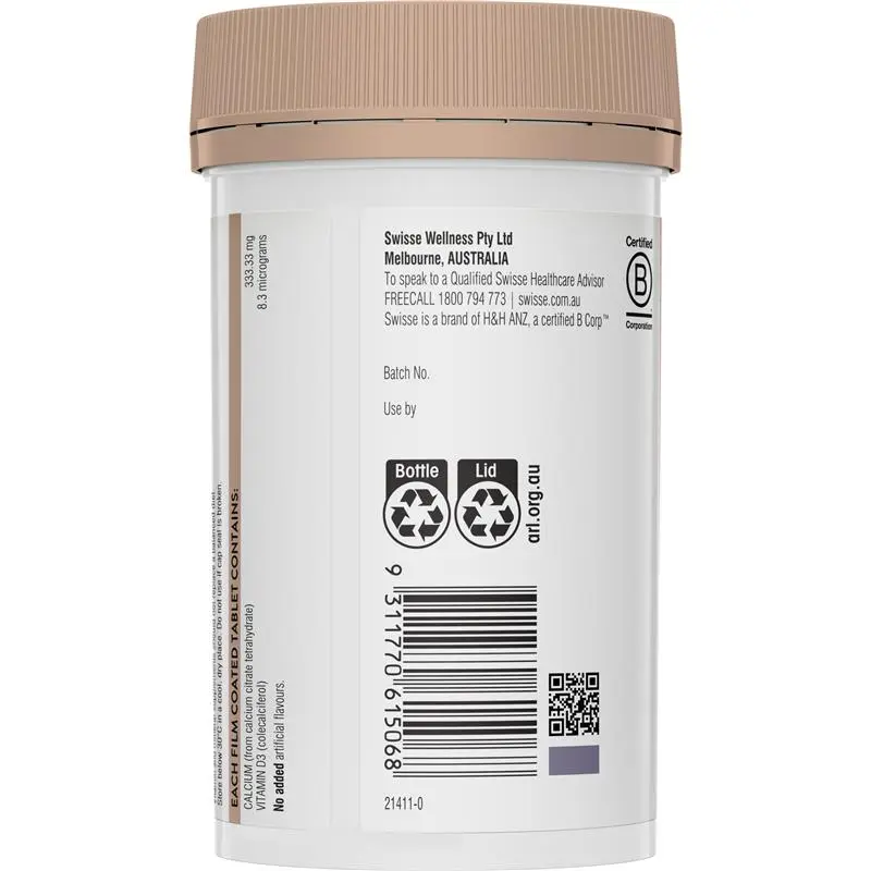 Swisse Ultiboost Calcium Plus Vitamin D 150 Tablets bone health supplement with calcium and vitamin D3