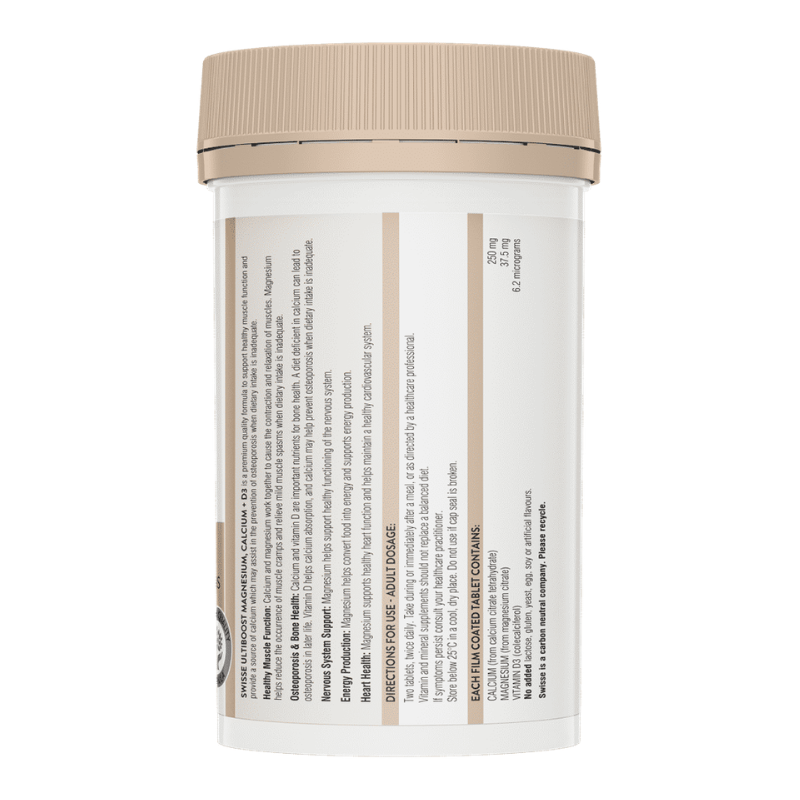 Swisse Ultiboost Calcium + Vitamin D 150 Tablets Australian calcium supplement with Vitamin D3 for healthy bones and teeth.
