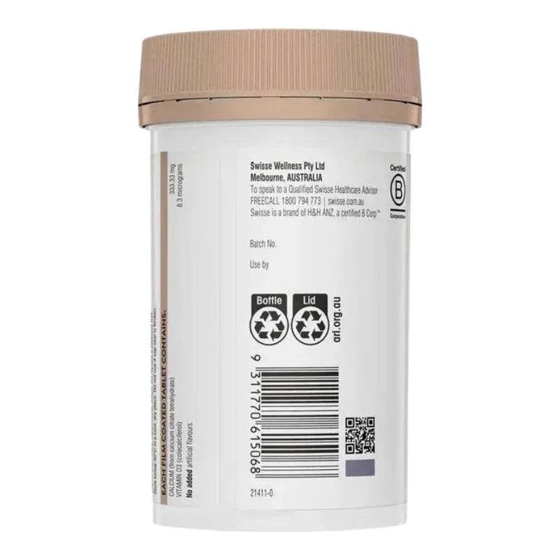 Swisse Ultiboost Calcium + Vitamin D 150 Tablets Australian calcium supplement with Vitamin D3 for healthy bones and teeth.