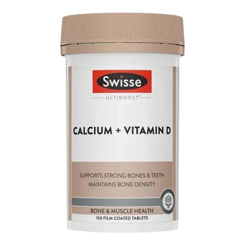 Swisse Ultiboost Calcium + Vitamin D 150 Tablets Australian calcium supplement with Vitamin D3 for healthy bones and teeth.