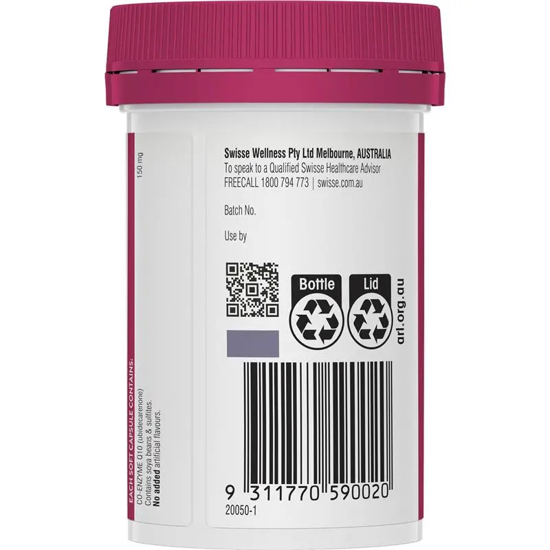 Swisse Ultiboost Co-Enzyme Q10 150mg 50 Capsules premium CoQ10 supplement from Australia