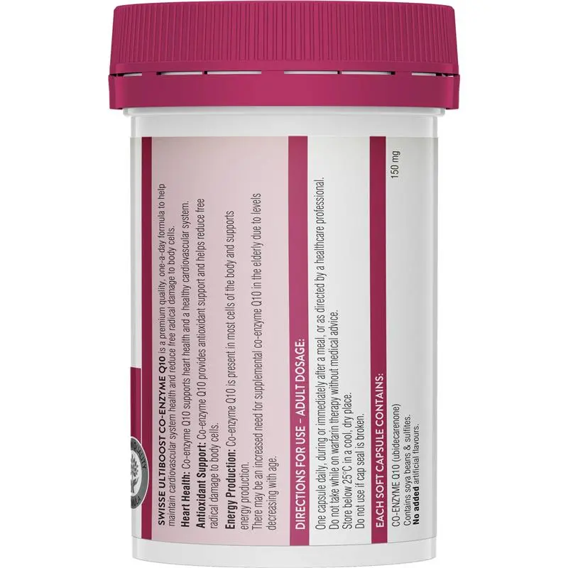 Swisse Ultiboost Co-Enzyme Q10 150mg 50 Capsules premium CoQ10 supplement from Australia