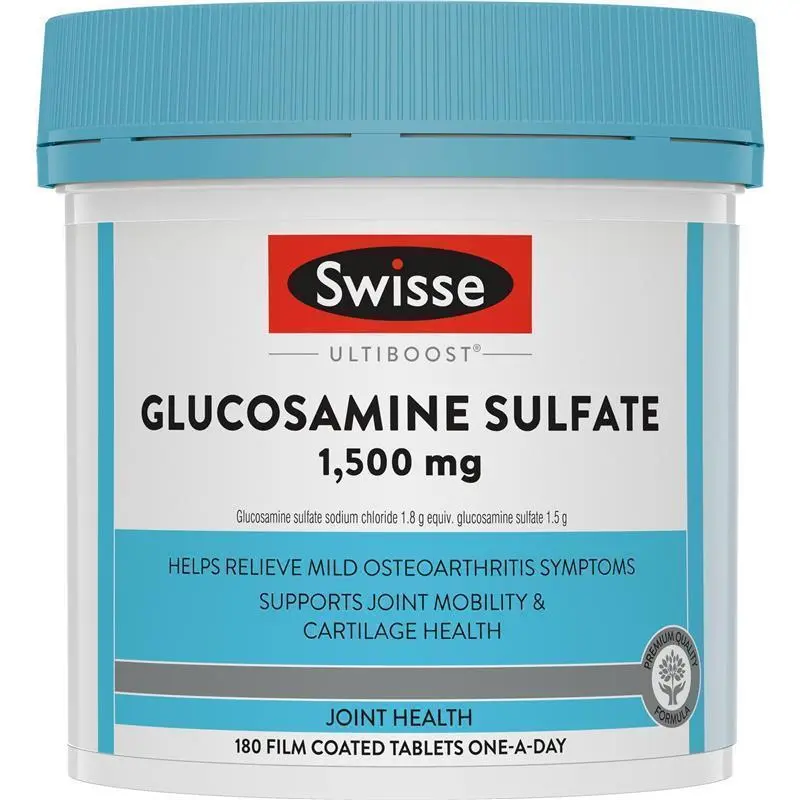 Buy Swisse Ultiboost Glucosamine Sulfate 180 Tablets. High-strength 1500mg glucosamine formula for joint mobility and cartilage health. Ships worldwide from Australia.