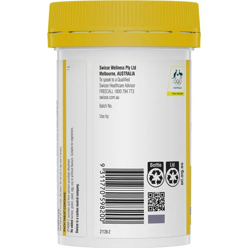 Swisse Ultiboost High Strength C 150 Tablets Australian Vitamin C 1000mg supplement for immune system, antioxidant and collagen support.