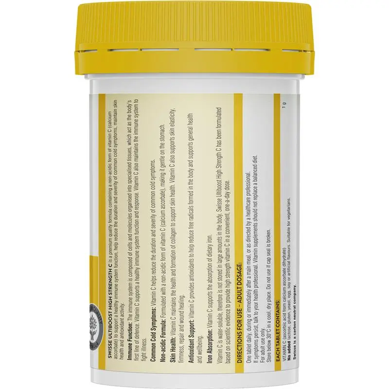Swisse Ultiboost High Strength C 150 Tablets Australian Vitamin C 1000mg supplement for immune system, antioxidant and collagen support.