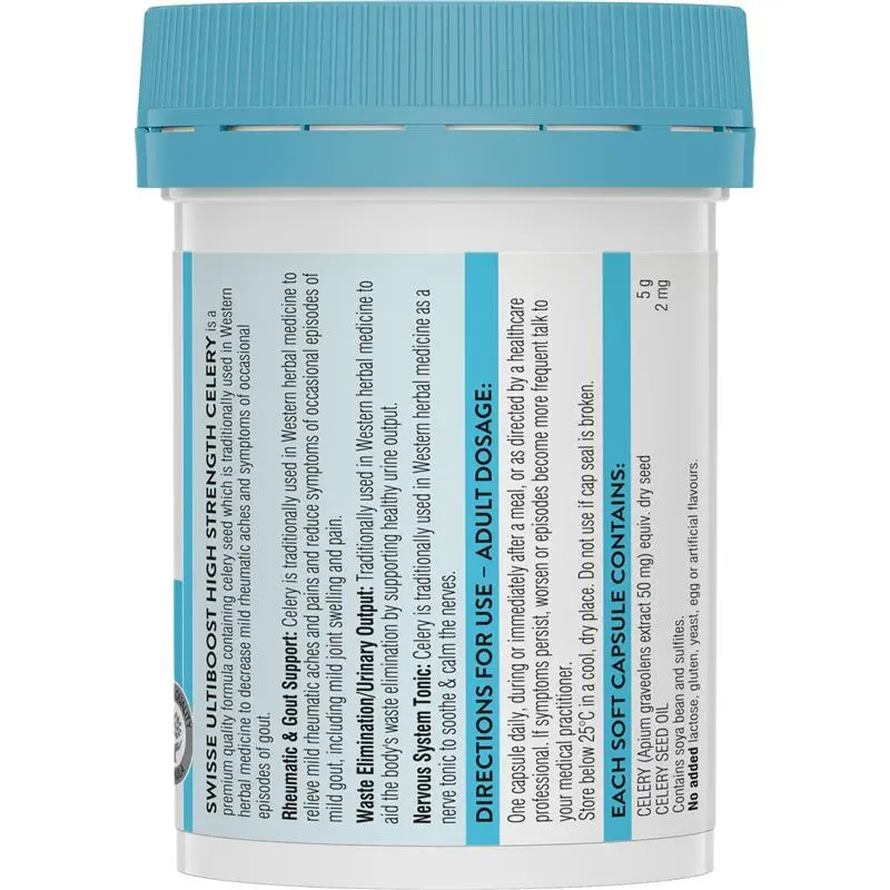 Swisse Ultiboost High Strength Celery 50 Capsules premium celery seed herbal supplement