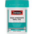Swisse Ultiboost High Strength Deep Sea Krill Oil 1000mg 30 Capsules bottle packaging, omega-3 fish oil supplement for heart brain and joint support, Swisse Australia krill oil container