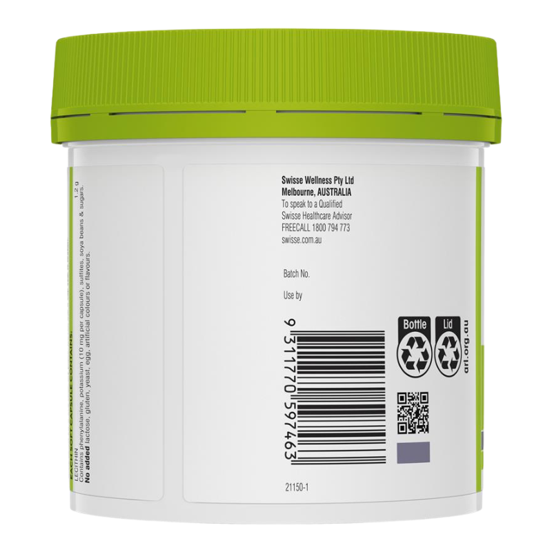 Swisse Ultiboost Lecithin 1200mg 150 Capsules Australian soy lecithin supplement for liver health and healthy fat metabolism.