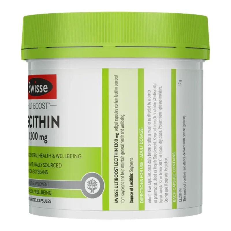 Swisse Ultiboost Lecithin 1200mg 150 Capsules Australian soy lecithin supplement for liver health and healthy fat metabolism.