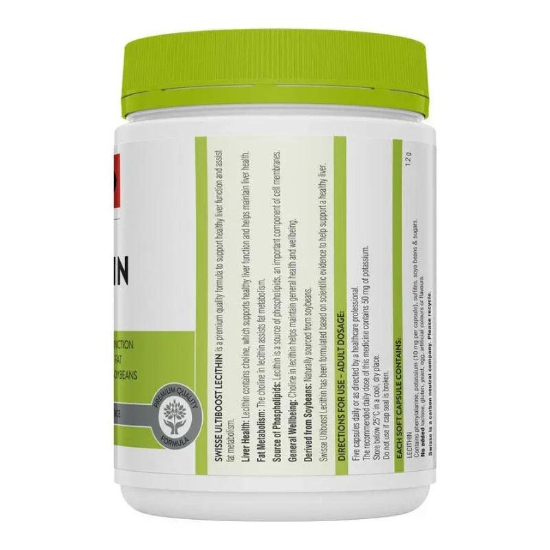 Swisse Ultiboost Lecithin 1200mg 300 Capsules Australian soy lecithin supplement for liver health and healthy fat metabolism.