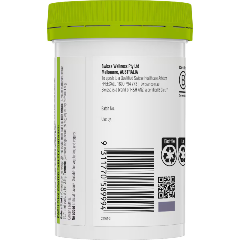 Swisse Ultiboost Liver Detox 120 Tablets herbal liver health supplement with milk thistle globe artichoke and turmeric