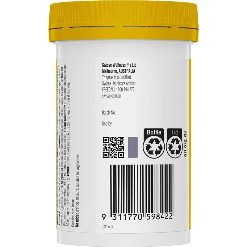 Swisse Ultiboost Lung Health Support 90 Tablets | Herbal Respiratory Health Supplement