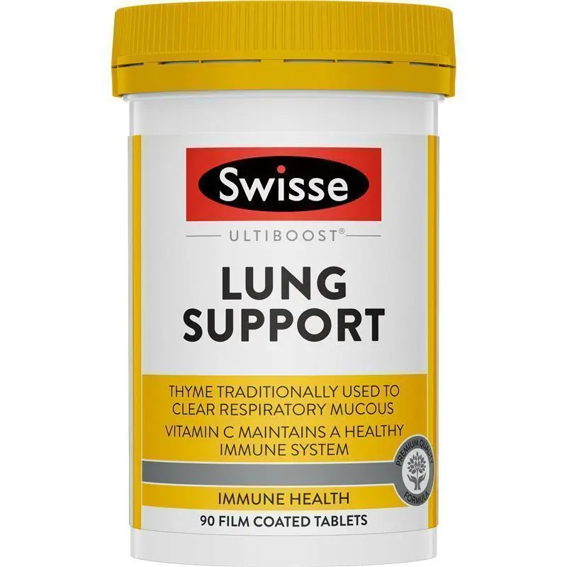 Swisse Ultiboost Lung Health Support 90 Tablets herbal supplement for respiratory system support.