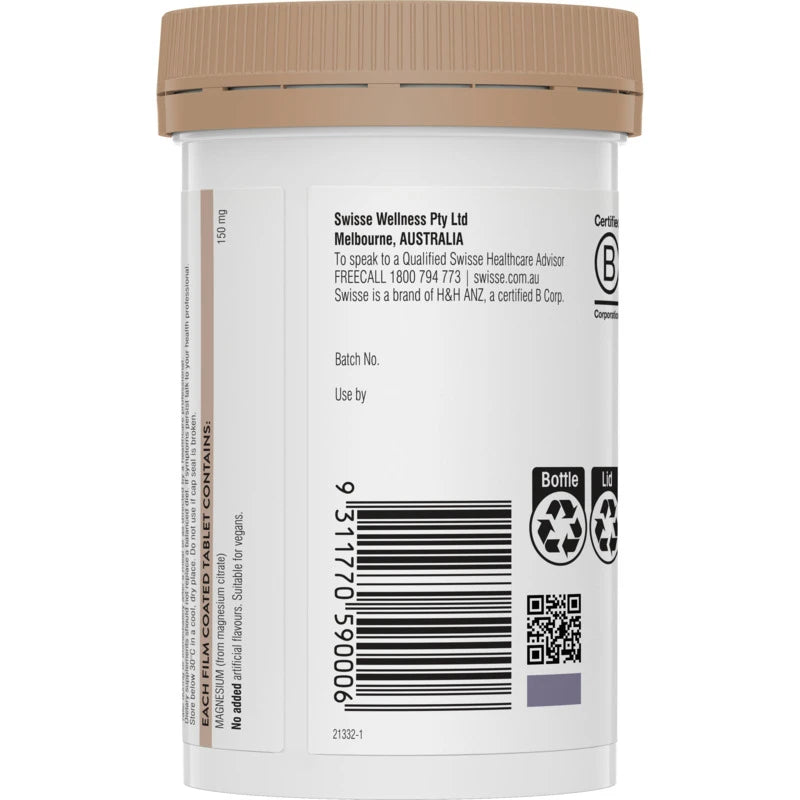 Swisse Ultiboost Magnesium 120 Tablets – Magnesium Supplement for Muscle and Nervous System Support