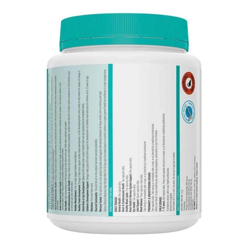 Swisse Ultiboost Odourless High Strength Wild Fish Oil 1500mg 400 Capsules Australian omega-3 fish oil supplement for heart, brain and eye health.