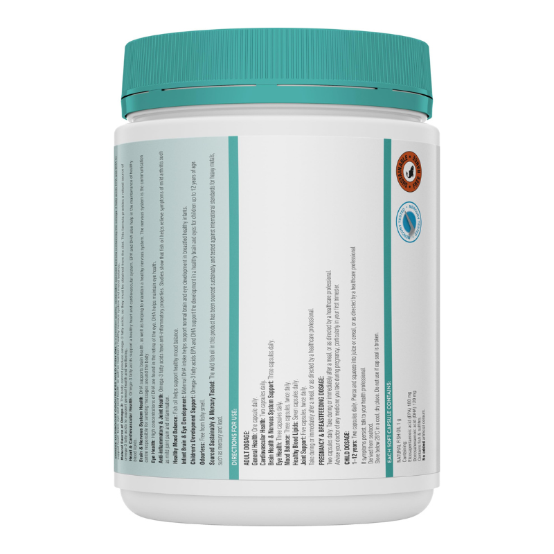 Swisse Ultiboost Odourless Wild Fish Oil 1000mg 400 Capsules Australian omega-3 fish oil supplement for heart, brain and eye health.
