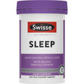 Swisse Ultiboost Sleep 100 Tablets bottle packaging, sleep support supplement for relaxation and restful sleep, Australian Swisse wellness product container