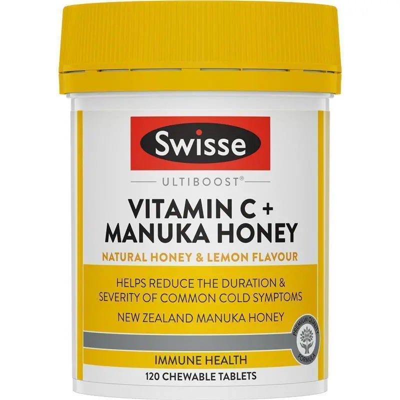 Swisse Ultiboost Vitamin C Plus Manuka Honey 120 Tablets vitamin C supplement with New Zealand Manuka honey