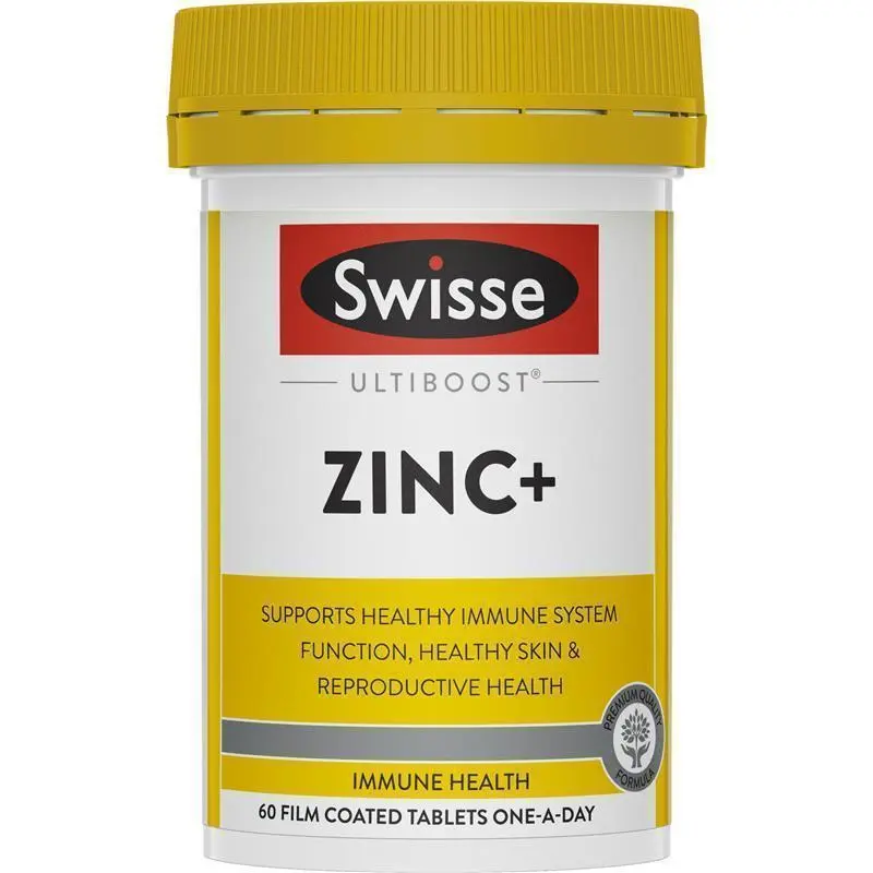 Swisse Ultiboost Zinc+ 60 Tablets Australian zinc supplement to support immune system, skin health and reproductive health.