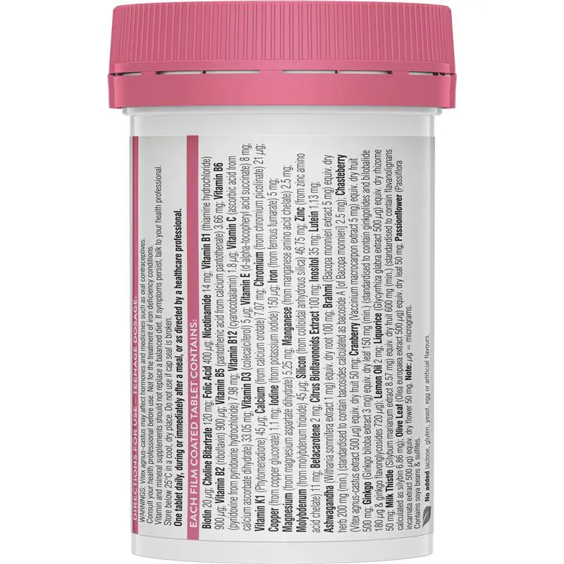 Swisse Ultivite Teenage Women's Multivitamin 60 Tablets daily multivitamin for teenage girls.