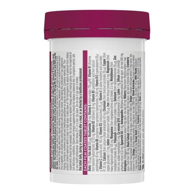 Swisse Women's 50+ Ultivite Multivitamin 90 Tablets Australian multivitamin with vitamins, minerals, antioxidants and herbal extracts for women over 50.