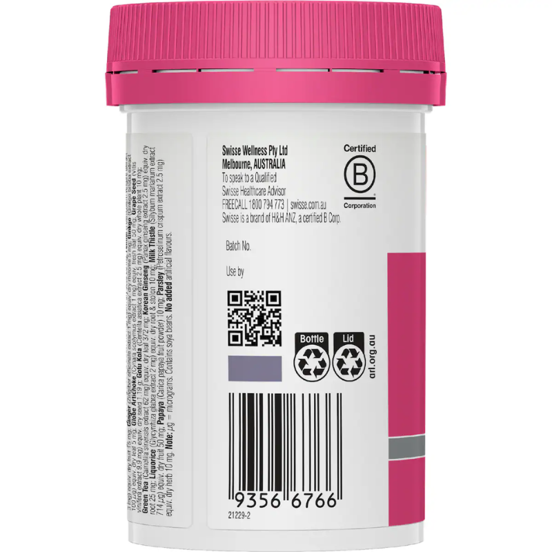 Swisse Women's Ultivite Multivitamin 60 Tablets Australian women's multivitamin with vitamins, minerals and herbal extracts for energy and immune support.