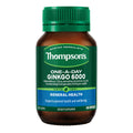 Thompson’s Ginkgo 6000mg 60 capsules herbal supplement supporting memory, brain function and healthy blood circulation.