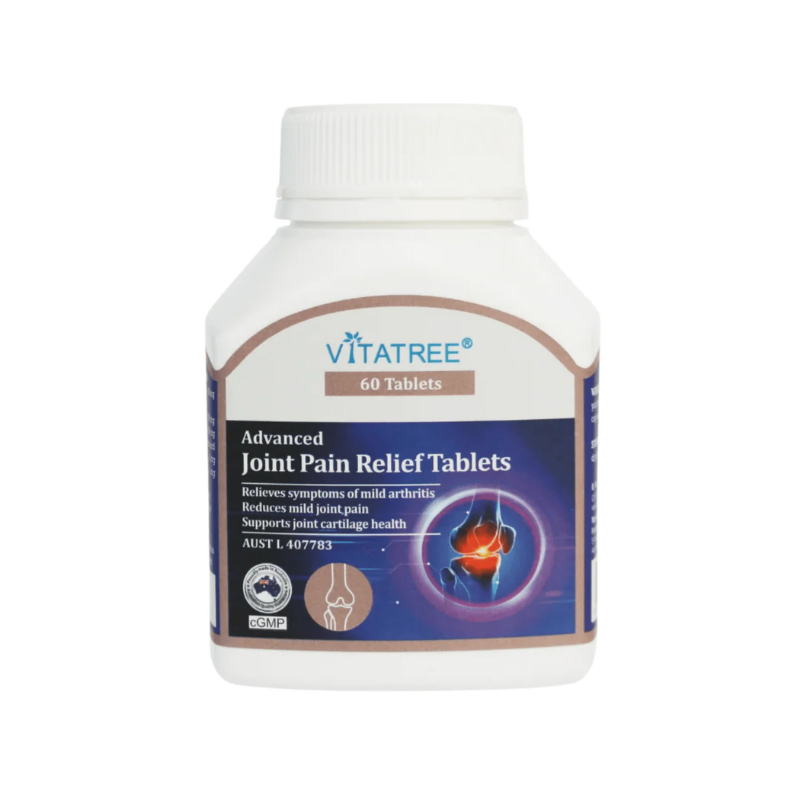 Vitatree Advanced Joint Pain Relief 60 tablets Australian joint health supplement supporting cartilage health, joint mobility, flexibility, and everyday movement.