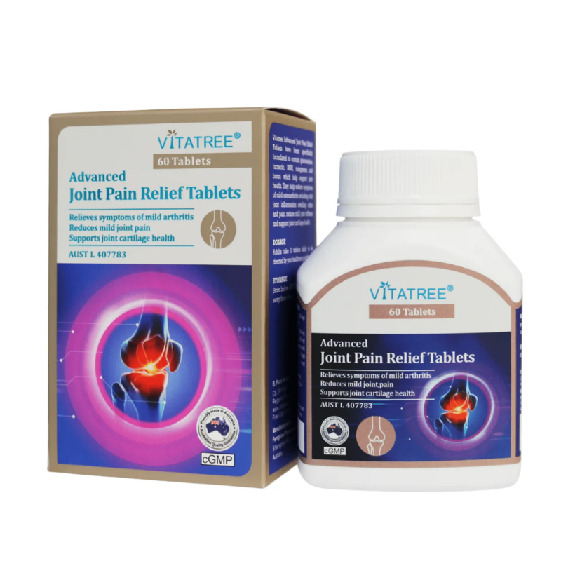 Vitatree Advanced Joint Pain Relief 60 tablets Australian joint health supplement supporting cartilage health, joint mobility, flexibility, and everyday movement.