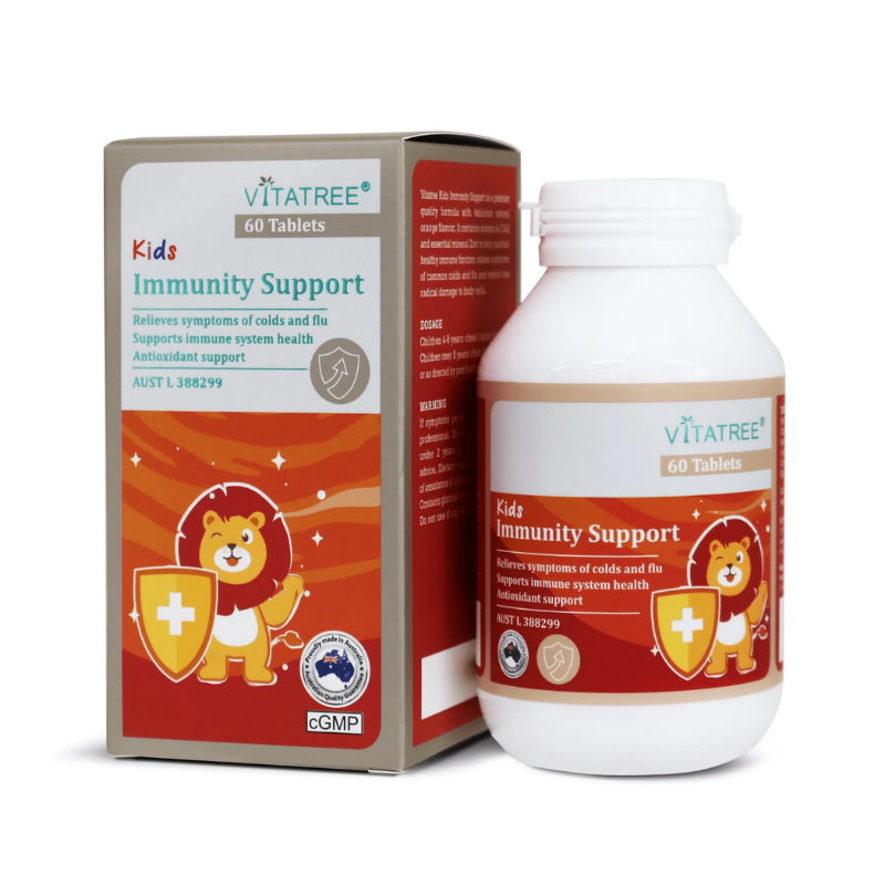 Vitatree Kids Immunity Support 60 tablets Australian children's supplement formulated to support immune system health, healthy growth, and everyday wellbeing.