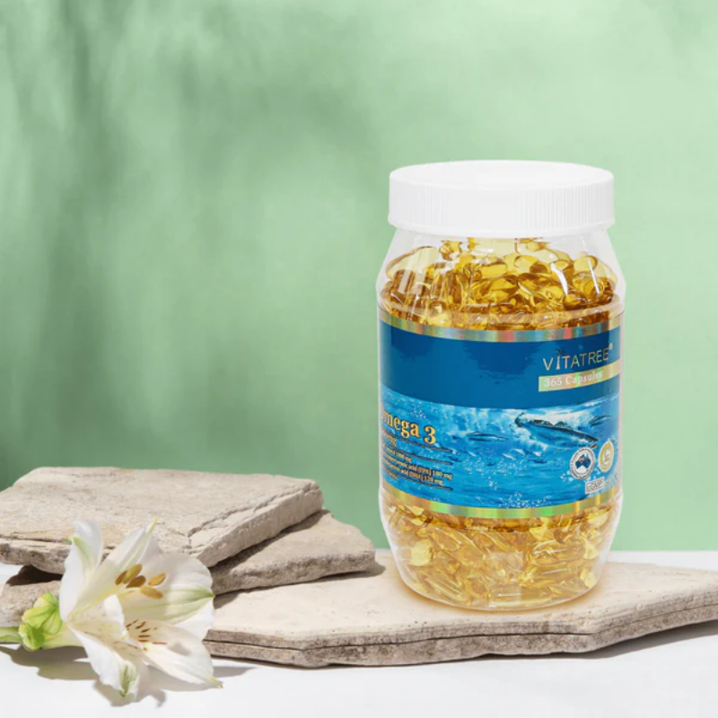 Vitatree Omega 3 1000mg 365 capsules premium Australian fish oil supplement formulated to support heart health, brain function, joint mobility, and overall wellbeing.