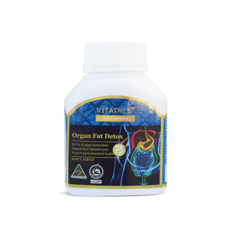 Vitatree Organ Fat Detox 60 capsules Australian dietary supplement formulated to support liver health, fat metabolism, detoxification, and overall metabolic wellbeing.