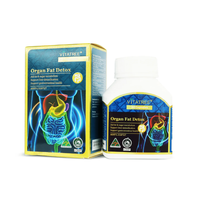Vitatree Organ Fat Detox 60 capsules Australian dietary supplement formulated to support liver health, fat metabolism, detoxification, and overall metabolic wellbeing.