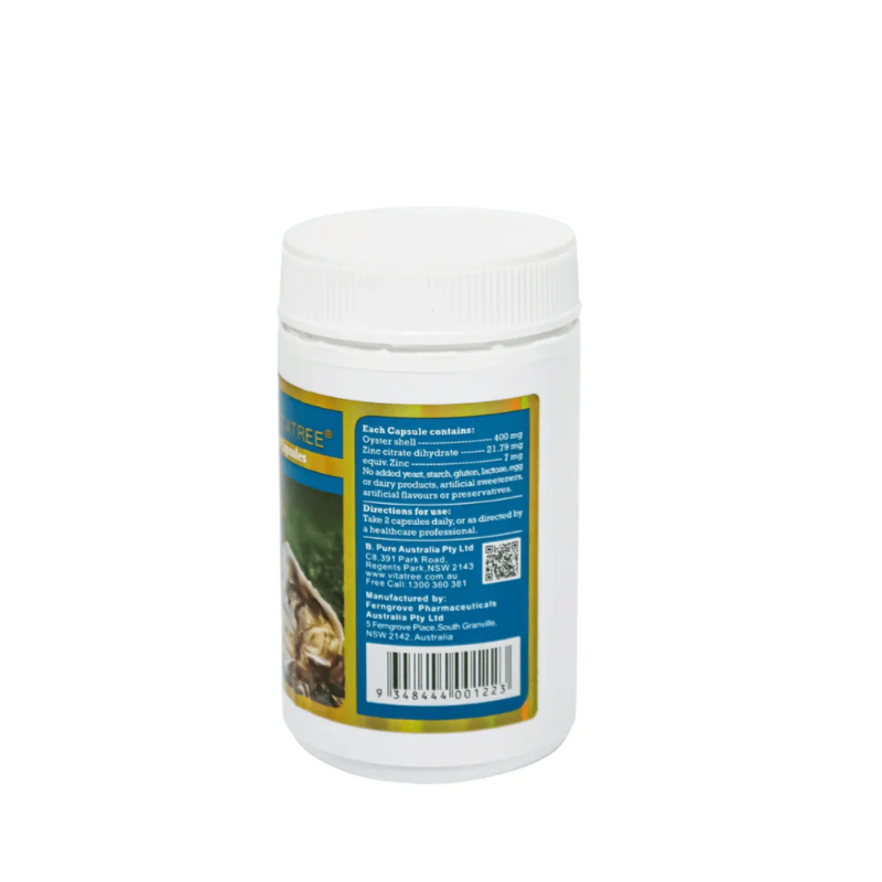 Vitatree Oyster Extract 90 capsules natural oyster extract supplement rich in zinc to support men's health, vitality, reproductive health, and immune function.