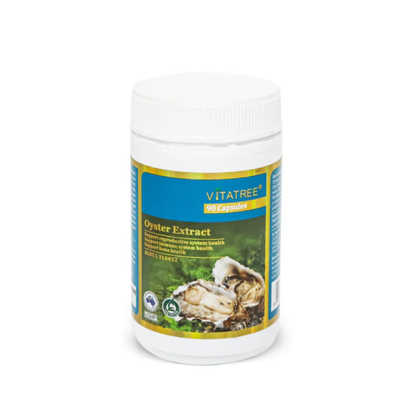 Vitatree Oyster Extract 90 capsules natural oyster extract supplement rich in zinc to support men's health, vitality, reproductive health, and immune function.